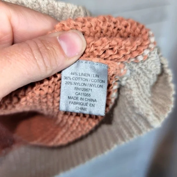 360 SWEATER LINEN BLEND COLORBLOCK SWEATER, SZ MEDIUM - Picture 6 of 7